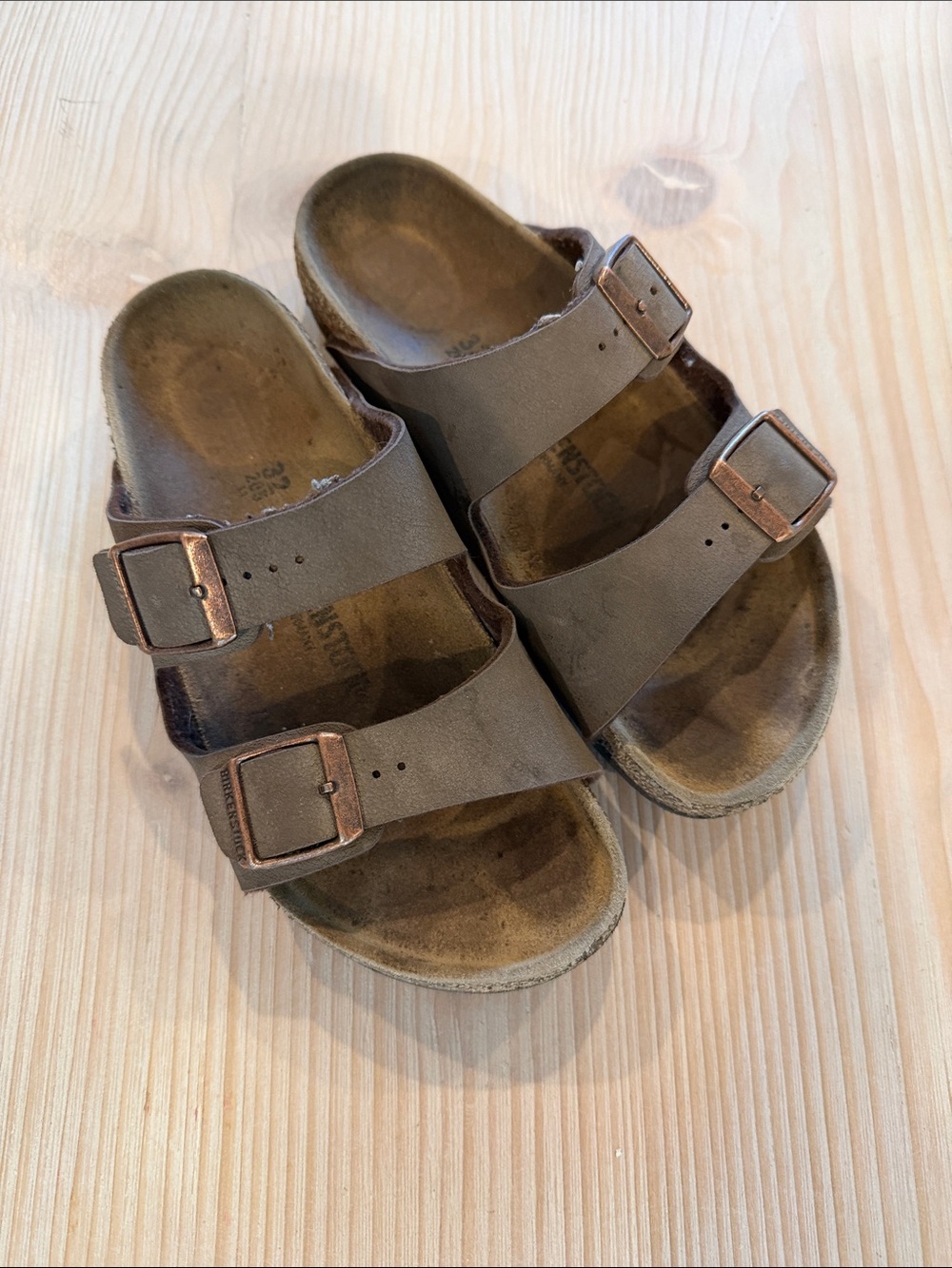 Birkenstock Kids Brown Double-Strap Sandals with Copper Buckles